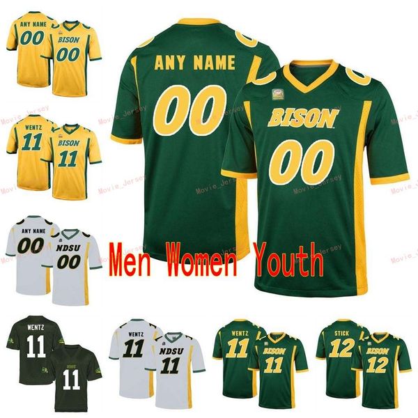 

stitched custom 5 trey lance 55 mercadel 8 bruce anderson 81 babicz 82 ellefson 87 gindorff ndsu bison college men women youth jersey, Black