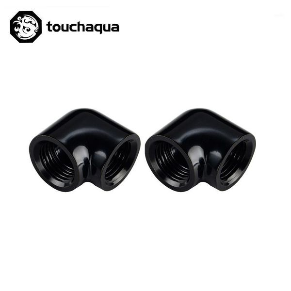 

2pcs bitspower touchaqua 90 degree with dual inner g1/4" adapter fittings elbow black,silver ta-90dia1