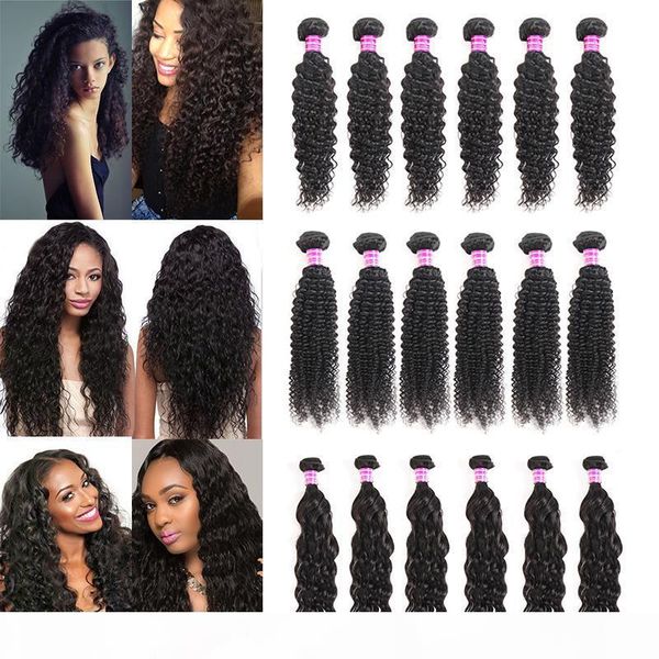 

mongolian virgin human hair bundles water wave wet and wavy human hair extensions indian deep wave malaysian kinky curly weaves wefts, Black