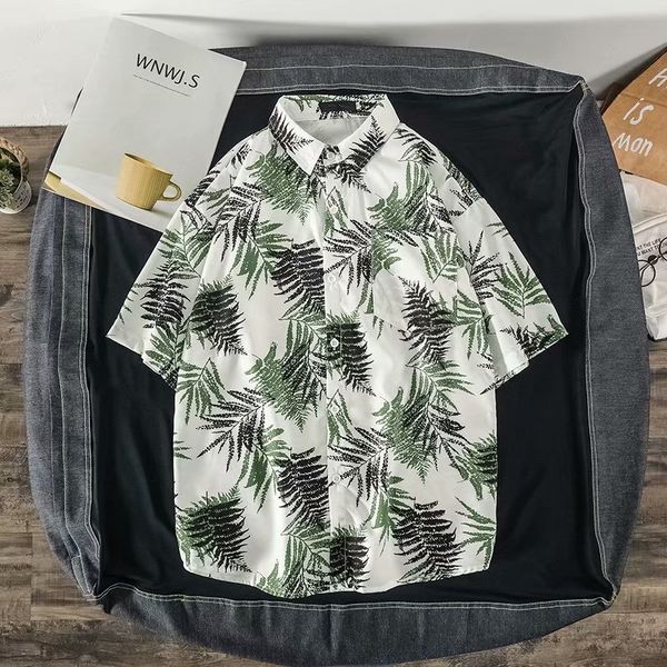 

2020 summer men's shirts fashion hawaii beach short sleeve homme shirts casual streetwear personality shirts men, White;black