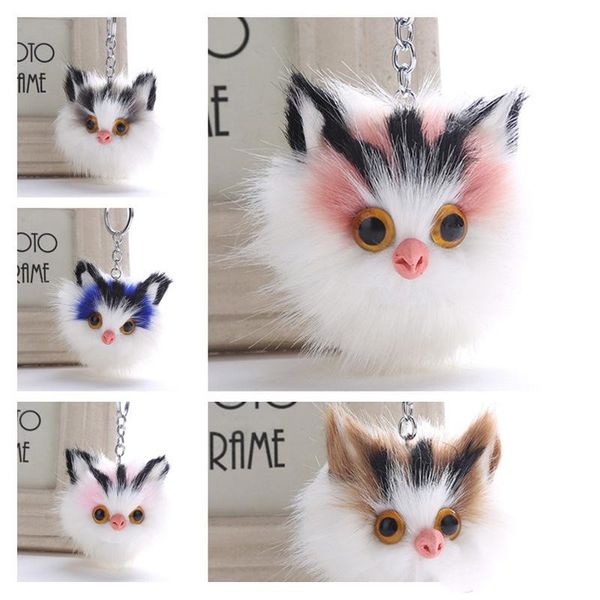 Faux Rabbit Fox Fur Chaveiro Pom Pomas Eagles Owl Festa de Chaveiros Saco Encantos Carro Chaveiro Suporte Promocional Presentes Wq638-Wll