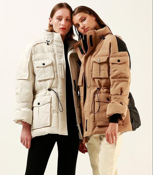 

winter hit color tooling bread style hooded thicker warm big pocket duck down parkas female oversized fluffy duck down coat f2811, Black