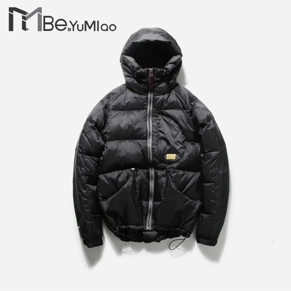 

be.yumiao japanese karejuku men's and women's down jacket winter thick hooded warm waterproof white duck down jacket, Black