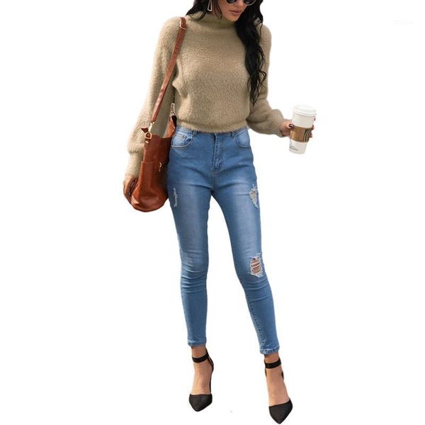 

women's sweaters arrival fashion women's plush shirt fall elastic party high neck loose warm solid color tight cuff clothes1, White;black
