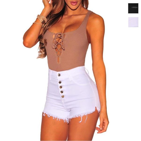 

women denim shorts cotton high waist button pockets skinny shorts summer jean short pants 99 h91, White;black