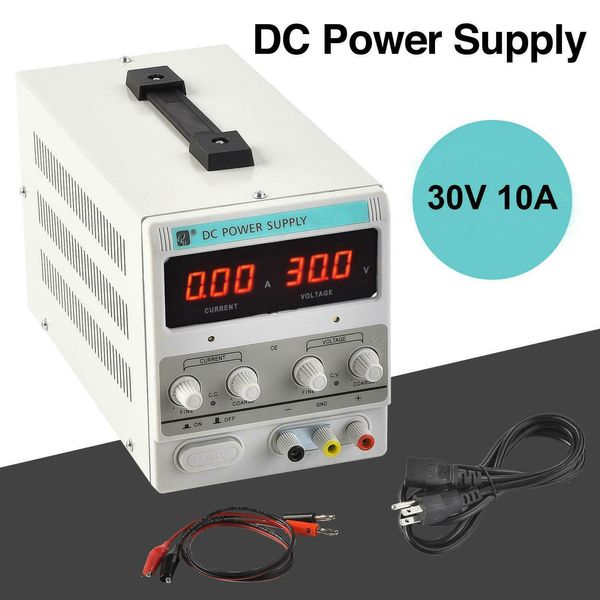 

adjustable power supply 30v 10a 110v precision variable dc digital lab w/clip