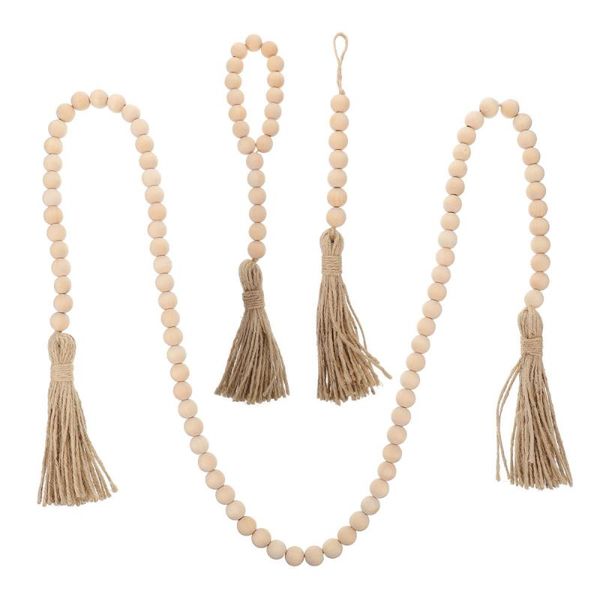 

3pcs pendants creative durable fashion rustic style rope tassel wooden beads pendants for home room