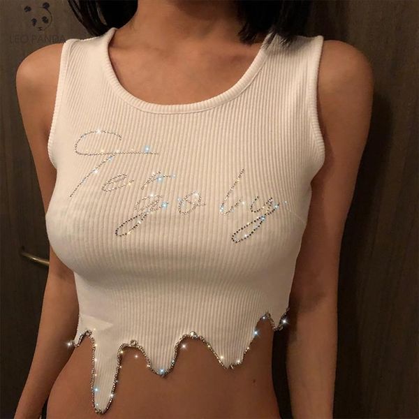 

diamond knitted tank show belly women o neck hole sleeveless vest t shirt summer ladies slim strap short femininas, White