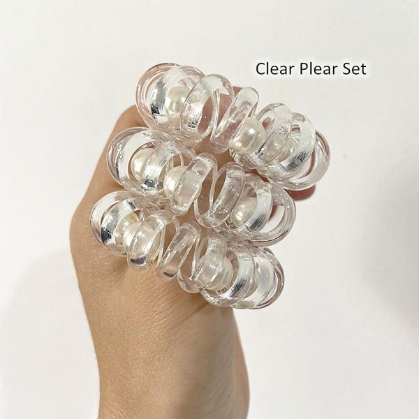 

pretty glitter thick telephone wire elastic hair band shiny spiral cord stretch rubber band to hold heavy hair in place wmtzit bdesybag, Silver