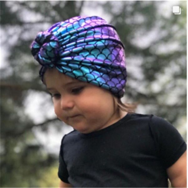 

baby girl bandanas newborn girl fish scale print caps beauty princess hair accessories knot turban hats for baby girls headwear1, Slivery;white
