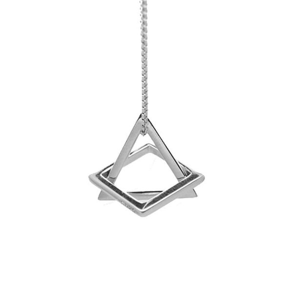 

2020 space geometric necklace trendy triangle square pendant personality street hip hop couple gift, Silver