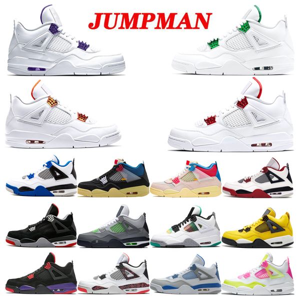 

sale green metallic men womens 4 4s basketball shoes union hophomore new fire red yellow green glow mens sport shoes sneakers