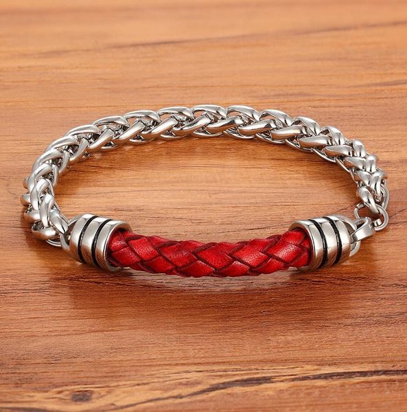 

нержавеющая сталь канатная цепь нейтральный ретро натуральный кожаный браслет влюбленные ювелирные аксессуары мужские кожаные браслеты не ис, Golden;silver