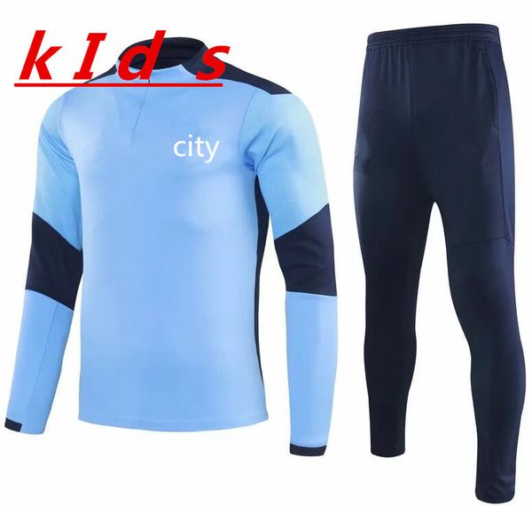 

20/21 city training suit kids chandal futbol football sportswear foot jogging 20/21 city soccer training tracksuit uniform, Black