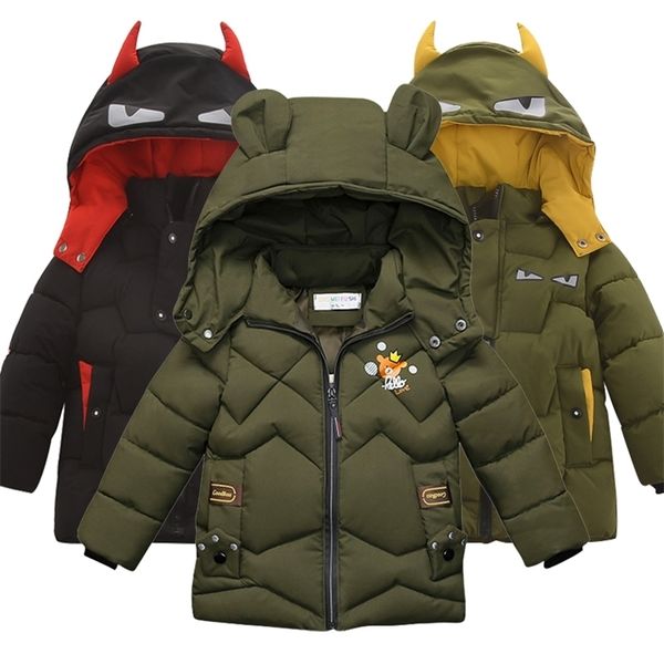 moda inverno ragazzi giacca Cappotto dei nuovi bambini diavoletto inverno ragazzo Cartoon orso stampa decorazione bambino giacca di cotone con cappuccio LJ201017