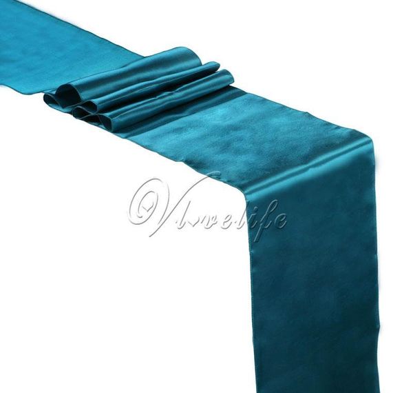 

teal blue satin table runners 12" x 108'' wedding party banquet home decorat jlllyx comb2010