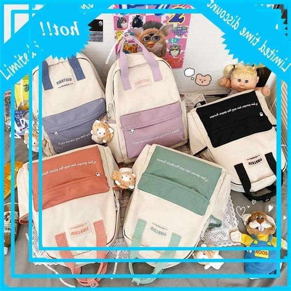 

xiaoqingxin backpack women's 2020 new fashion color contrast large capacity student versatile leisure travel bag