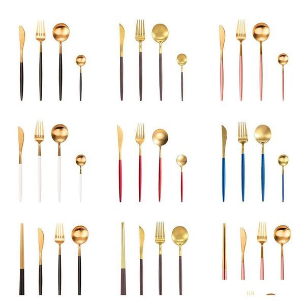 

stainless steel flatware sets luxury cutlery 4pcs set dinner spoon knife fork chopsticks tableware fo jllmiu bdebag