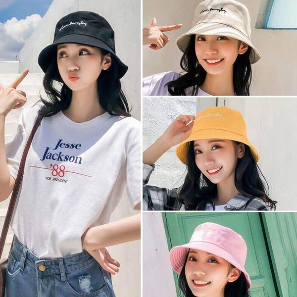 

Simple Korean English Letters Embroidery Panama Bucket Hat Men Women Summer Bucket Cap Hip Hop Hat Fisherman Hats, Blue;gray