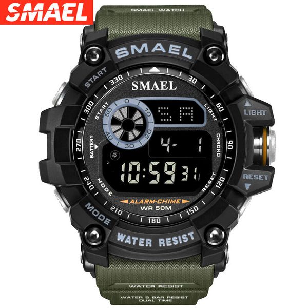 

smael outdoor sports single display electronic watch waterproof shockproof student men's sports watch, Slivery;brown