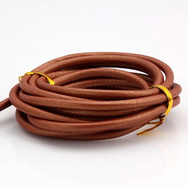 

olingart 4mm 2m круглый натуральный кожаный шнур / провод diy коричневые черные шнуры женские серьги браслет колье колье ювелирные изделия и