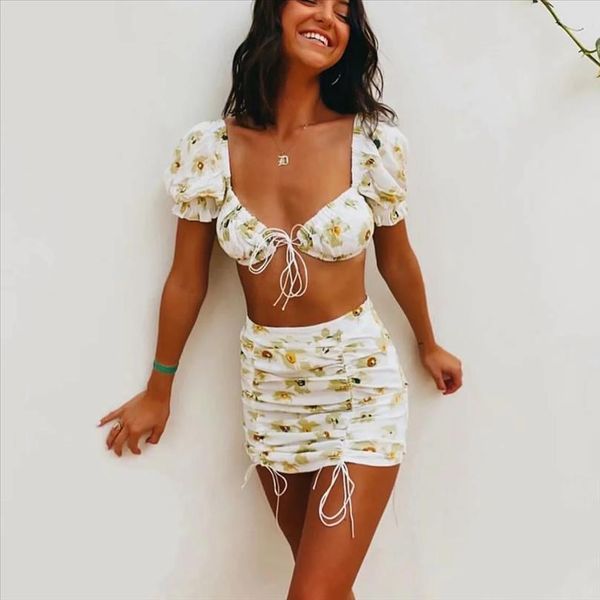 

summer vibes womens beach blouses shirt puff sleeve boho womens and blouses cute floral cropped 2020, White