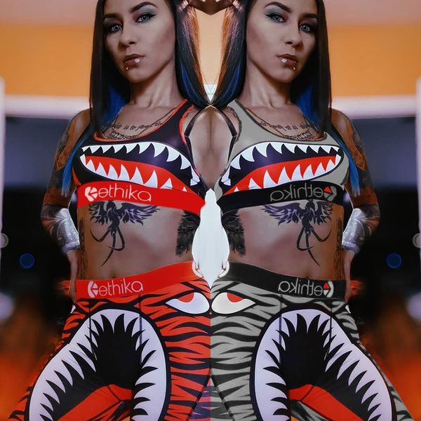 

women swimsuit swimming swimwear 2 piece vest tank bras bikini sets push up crop vest shorts pants shark mouth bathing suit tankinis h2507, White