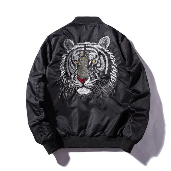 

new on gold-embroidered jackets white tiger 2020 ma1 pilot bomber men's jacket embroidered thin coats, Black;brown