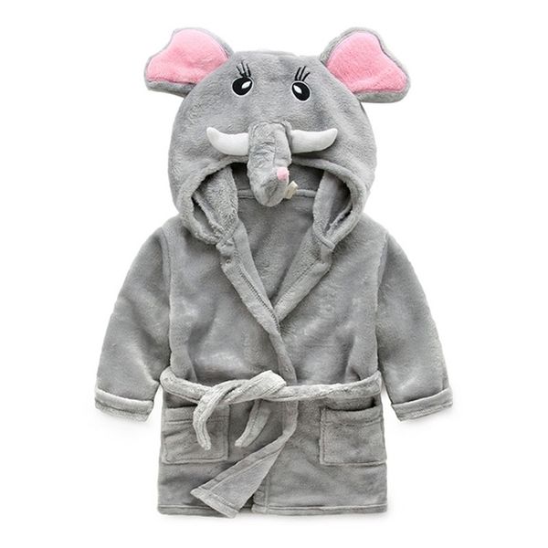 

cartoon children's robe flannel baby bathrobe long sleeve hooded kids bath robe lovely animal child boy girls robes kids clothes lj2012, Blue;red