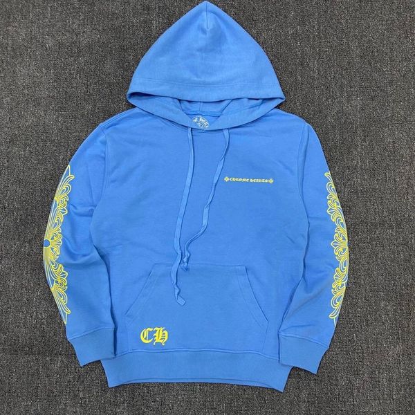 

autumn winter new high-end fashion brand crosin pullover hooded sanskrit letter printed blue jacket for men and women, Black
