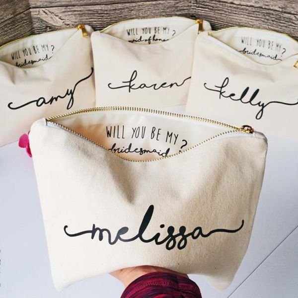 

gift wrap personalized makeup bag - inside message bridesmaid proposal bridal clutch1