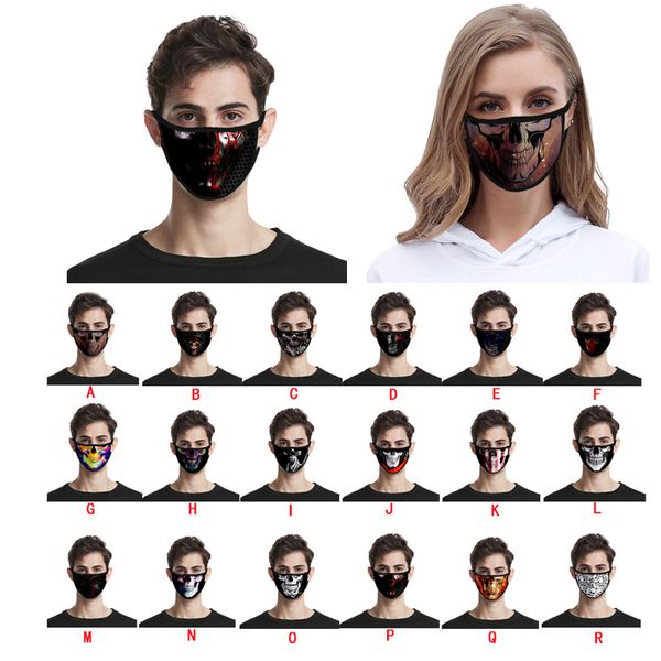 

new skull printed mask floral mouth cover dustproof protective masks 3d digital printing mask earloop reusable for kids dhl
