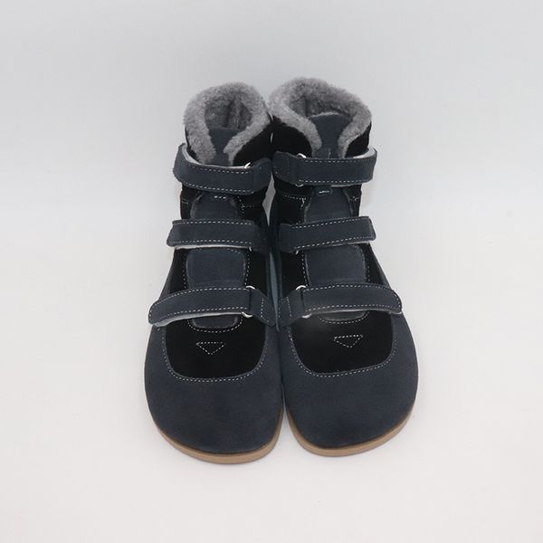 

tipsietoes brand barefoot genuine leather baby toddler girl boy kids shoes for fashion winter zigzig sole boots lj201203, Black;grey
