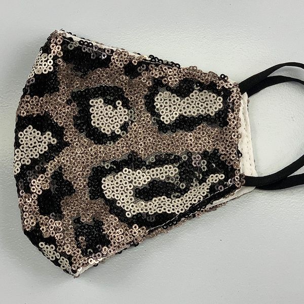 

factory new 8 colors bling face mask fashion bling leopard sequins dustproof mouth masks designer reusable women face mask dhl ing