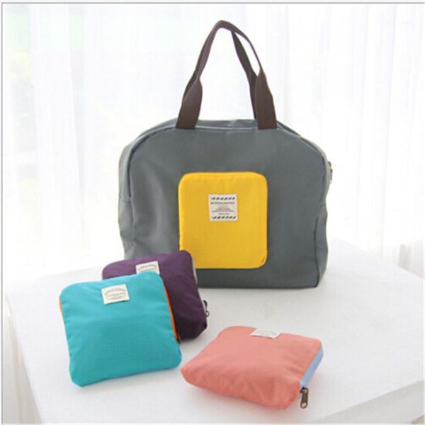 

fashion duopindun large capacity casual style folding tote travel storage bag foldable nylon material multi-color zipper closure1