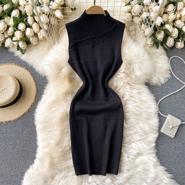 

2021 new singiny chic splice mesh women's knitted collar pencil dressed in summer short sweater dx2p, Black;gray