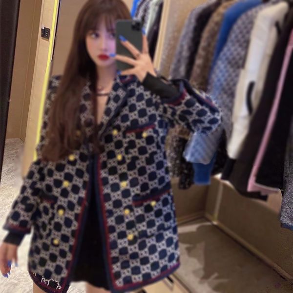 

new autumn/winter 2020 vintage lapel woollen coat for women with medium length loose fashion tweed subcoat, Black