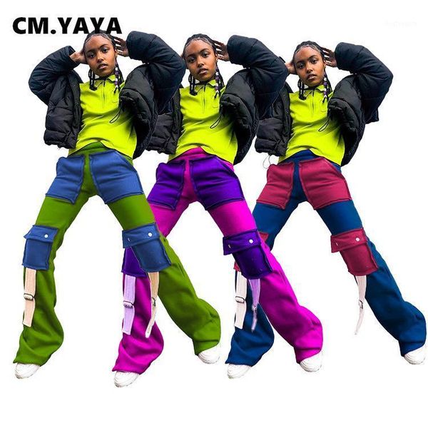 

cm. autumn winter women patchwork straight pants streetwear hip hop trousers activewear jogger pants sweatpants1, Black;white