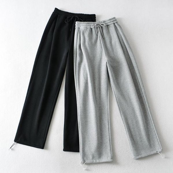 

korean style high waist wide leg pants harajuku plus size velvet trousers women fall winter fashion streetwear joggers sweatpant1, Black;white