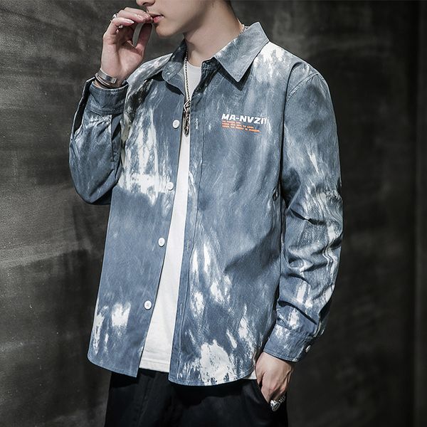 

spring autumn new korean loose long sleeve lapel inch shirt young men's coat cardigan, White;black