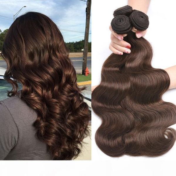 

pre-colored human hair weave brazilian body wave 4# 2# natural black colored medium brown hair weaving