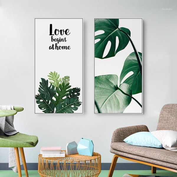 

paintings bird leaves wall art canvas painting green style plant nordic posters and prints decorative picture modern home decoration1