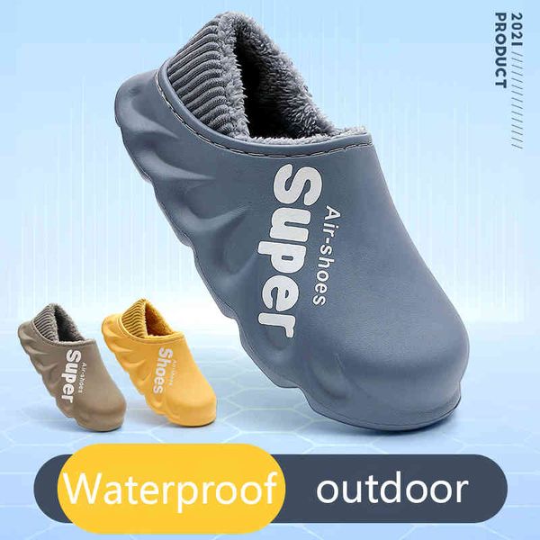 

2021 new winter slippers warm couples shoes waterproof non-slip plush cotton cozy outdoor flip flop home autumn thicken, Black