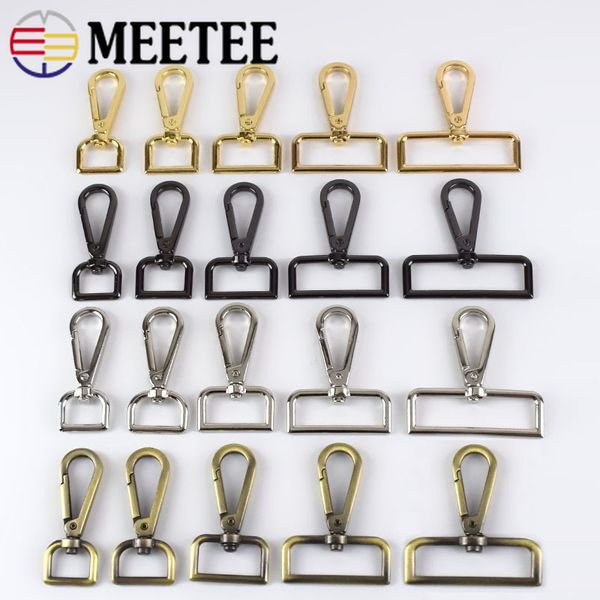 

10pc 16-50mm meetee handbag straps metal buckles collar lobster clasp swivel trigger clips snap hook diy leather craft accessory, Slivery;black
