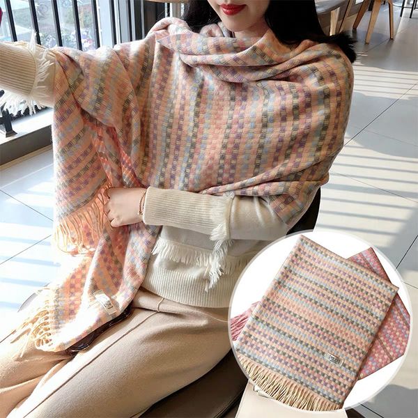 

scarf female winter student korean version lovely plaid shawl warm versatile, lengthened and thickened neckband 2020 new, Blue;gray