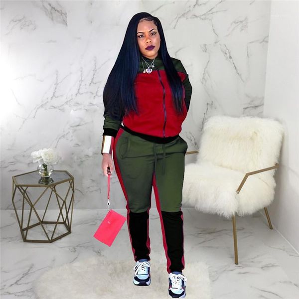

casual slim female sports apparel womens designer 2pcs tracksuits fashion panelled 2pcs set, Gray
