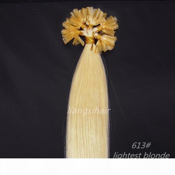 

7a brazilian nail-hair extensions straight 15"-26" 100s 613# lightest blonde brazilian indian peruvian malaysian remy human hair b, Black;brown