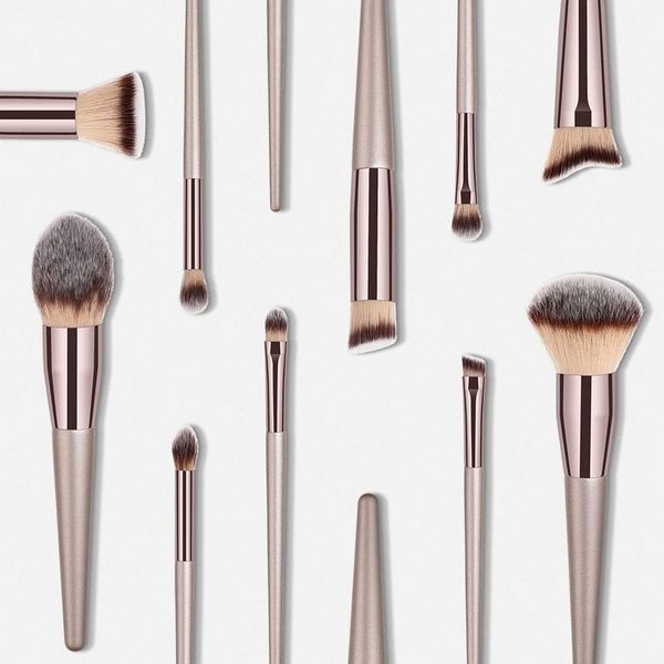 

new women's fashion brushes champagne makeup brushes for foundation powder blush eyeshadow concealer lip eye cosmetics beauty to
