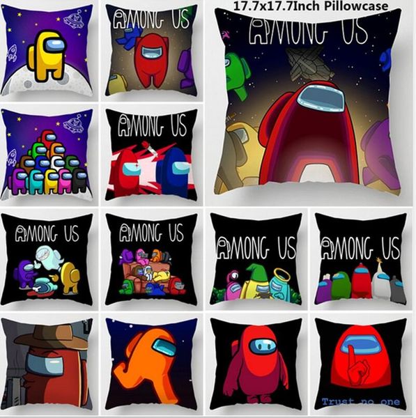

game among us pillow case cover cute anime game action figure prop cartoon pillowcase lumbar pillow pillowslip 22 colors dhl fast e112606