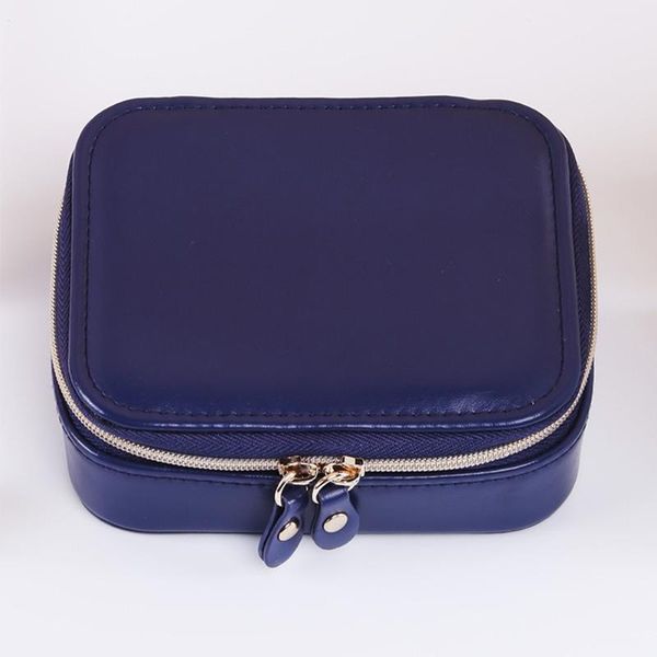 

for earrings travel multifunctional jewelry case rings gift necklaces organiser bag double zipper watch pu leather portable, Pink;blue